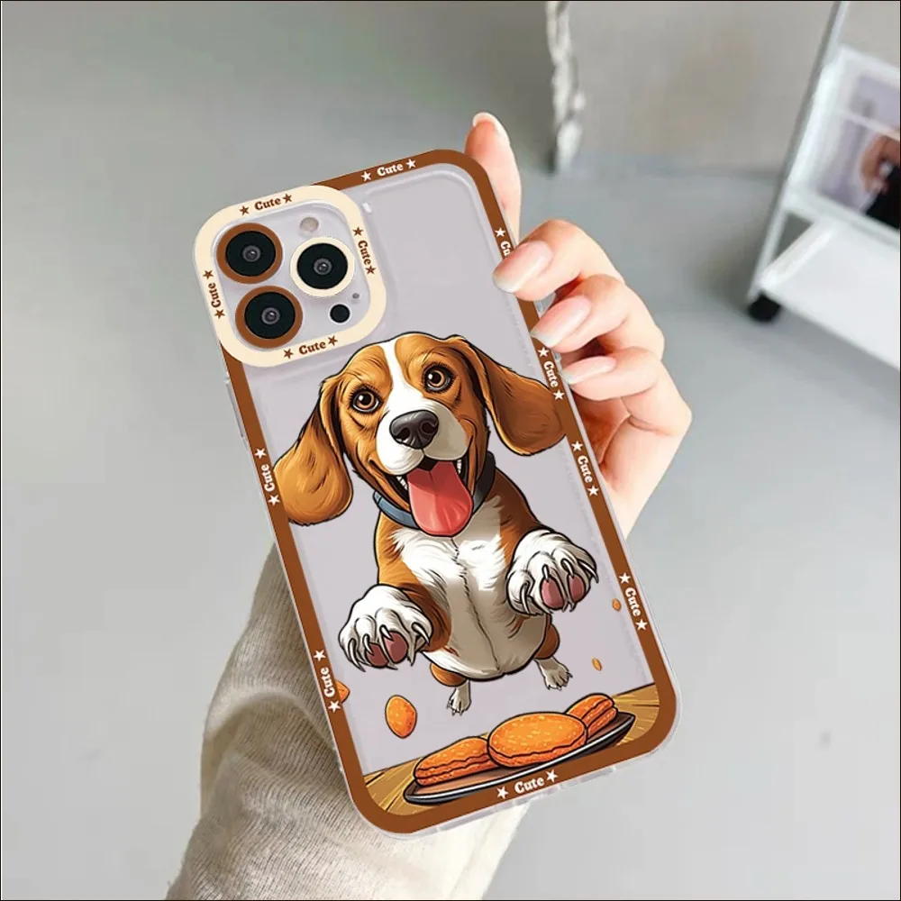 Beagle Dog Phone Case For iPhone 14 13 12 11 Pro Max Mini X Xs XR 6 7 8 Plus SE 2020 Transparent Case