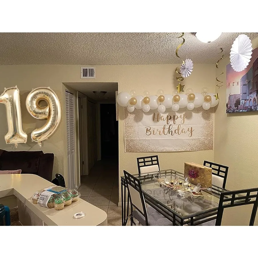 40 Inch Light Gold 16 Number Balloons White Gold Giant 16 Foil Mylar Helium Large Digital Balloon Champagne Gold Birthday Numbe