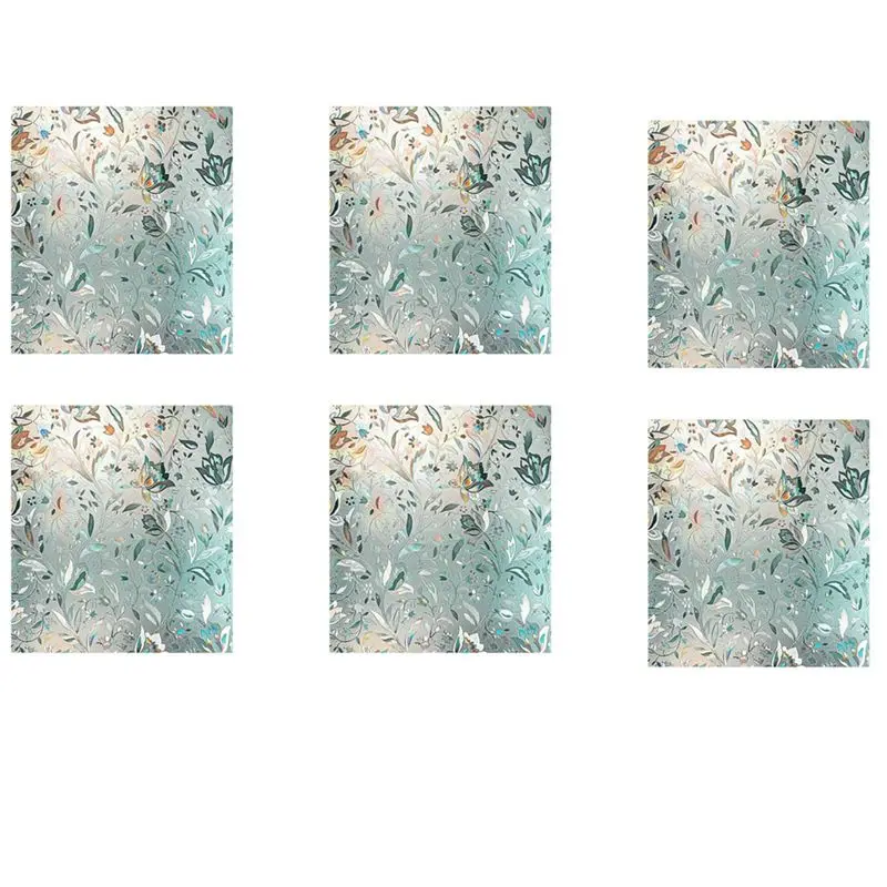 A36T-6X 3D Rainbow Window Film Stained Glass Vinyl Static Non Adhesive Film Opaque Privacy Protective Tint -45X100cm