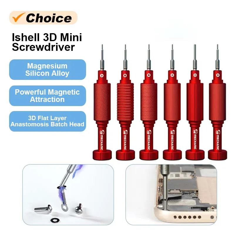 MECHANIC iShell 3D Red Magnetic Precision Screwdriver Set Anti Slip High Hardness Disassemble Tool for Mobile Phone Repair