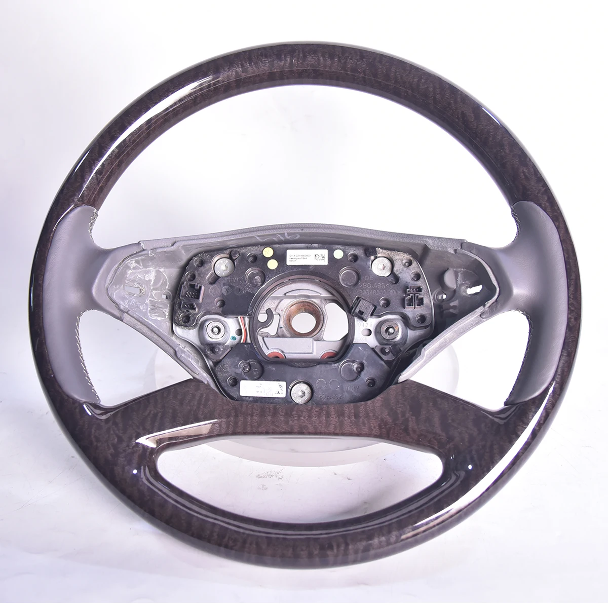 

Polished Wood And Hand-Stitched Leather Steering Wheel For Mercedes S Class W221