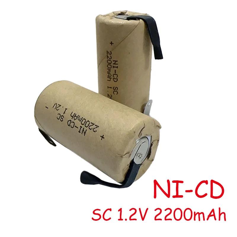 بطاريات SC جديدة 2-18 قطعة مفك كهربائي 1.2 فولت 2200 مللي أمبير في الساعة SubC Ni-Cd بطارية قابلة للشحن