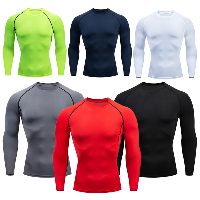 Men's Tight T-Shirt Running Sports Fitness Training Essential Sportswear Quick-Drying Fitness Tight Long-Sleeved Sportswear