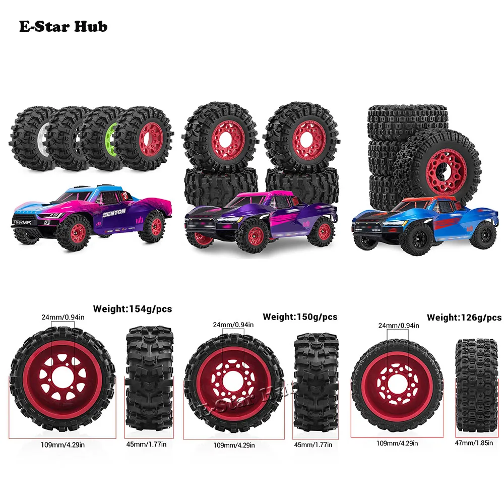 109 مللي متر 1/8 إطار شاحنة قصير قابل للتبديل 12/14/17 مللي متر عجلة عرافة محور ل ARRMA Senton Traxxas سلاش RC قطع غيار السيارات