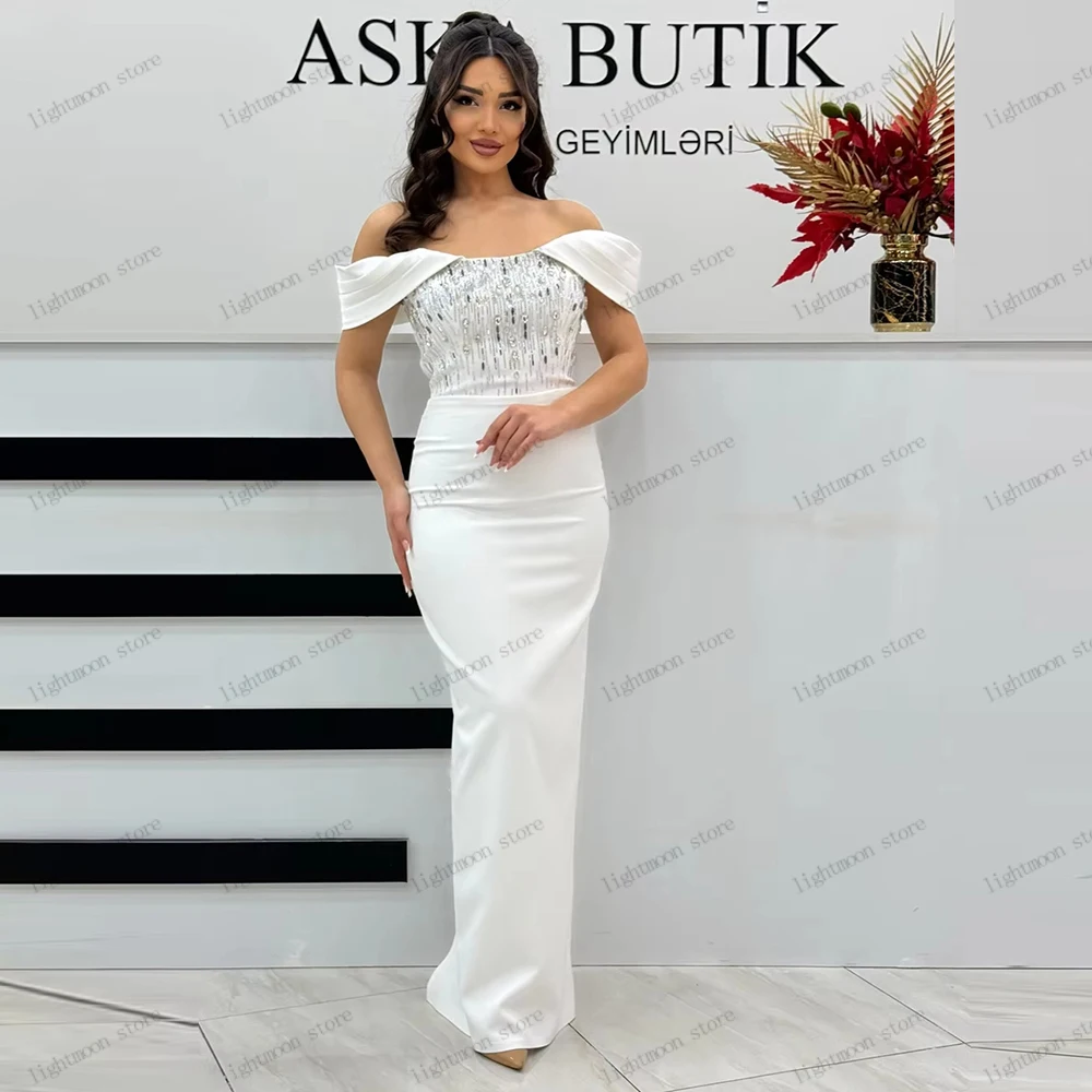 Vintage-Abendkleider, elegantes Abendkleid, Perlenapplikationen, Roben aus der Schulter, glamourös, Vestidos De Gala, individuell gestaltet 2026