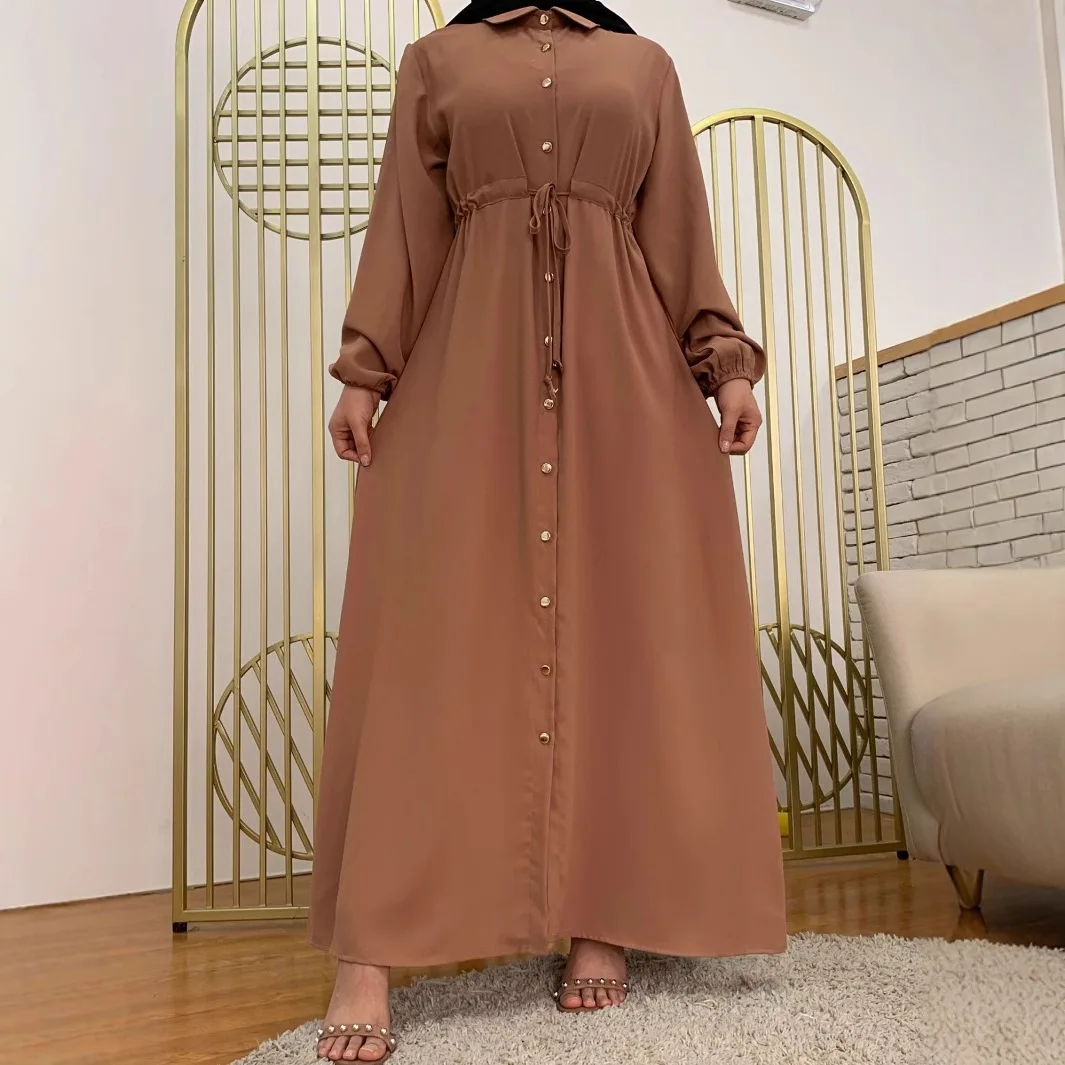

Yibaoli Factory Supply Well Made Long Sleeve Islamic Clothing Muslim Dresses Nida Black Plain Crew Neck Abaya Muslim Women