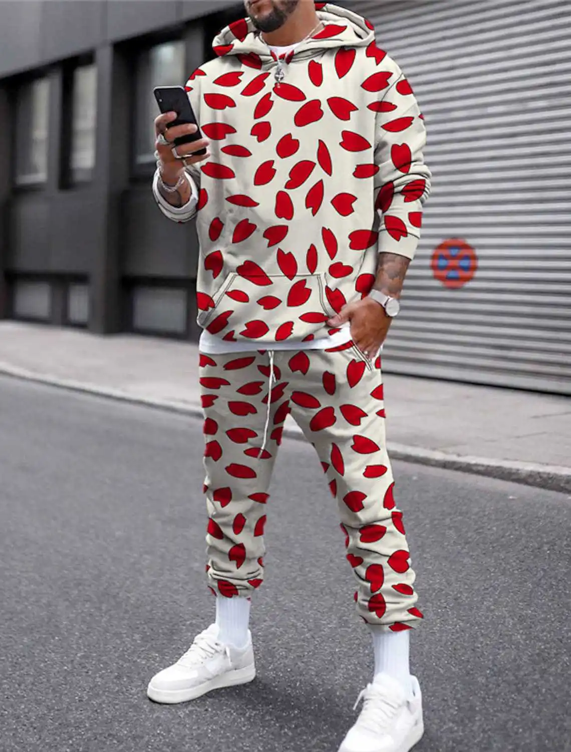 Stippen 3D Gedrukt Hoodie Pak Herfst Mannen Casual Sweatshirts Hoodies Joggingbroek Mode Tweedelige Trainingspak Set Man Kleding