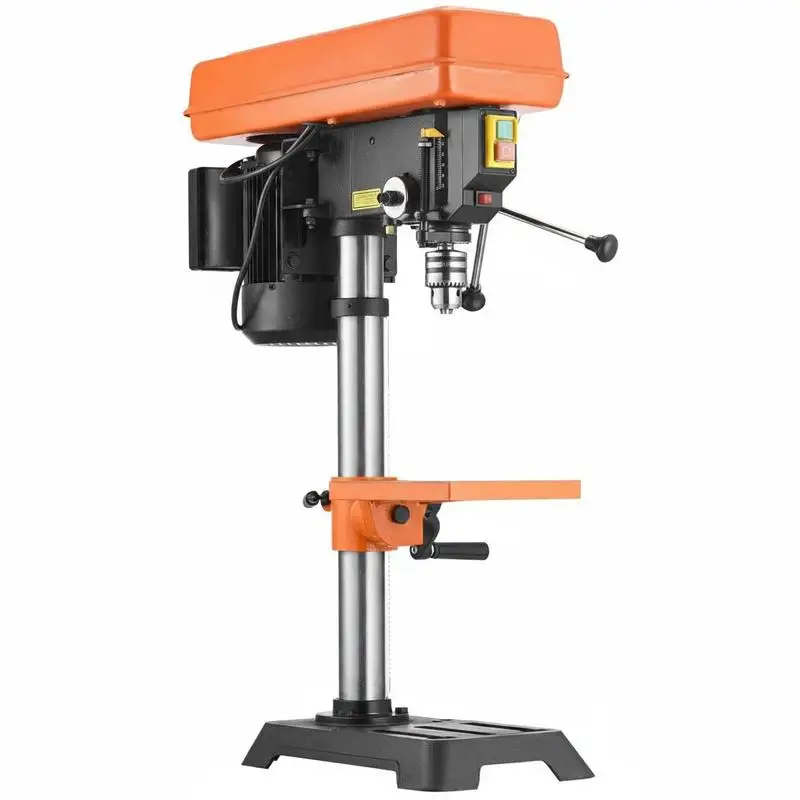 Perceuse sur colonne de 203,2 mm, moteur à induction de 500 W, vitesse réglable de 500 à 2500 tr/min, 0–45° °   Table de travail inclinable, LED, perceuse à colonne pour le bois et le métal