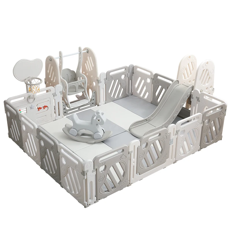 Novel eco-friendly plastic unisex fence and large door, suitable for indoor/outdoor use for 0-5 years old, 229x232x63 cm