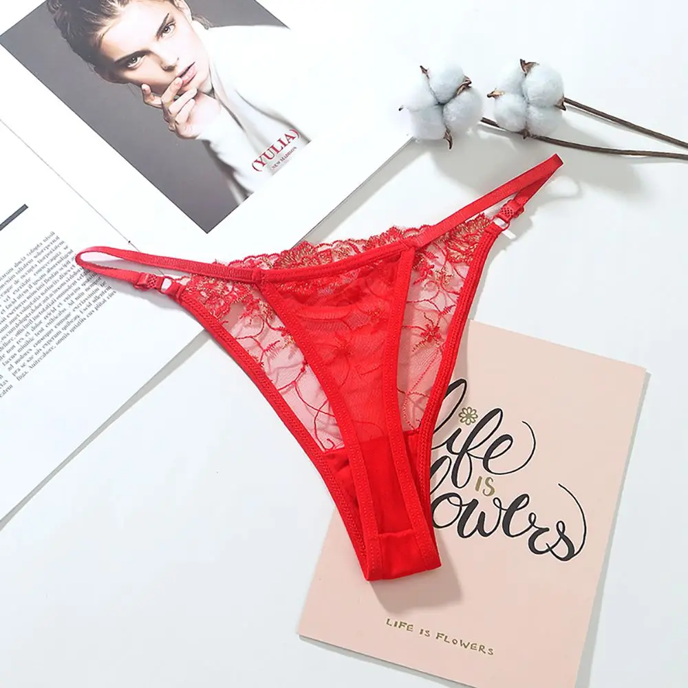 Neue Unterwäsche Frauen Stickerei Blume Hohlnetz Höschen weiche dünne G-String feste Riemen sexy weibliche Unterhose Dessous