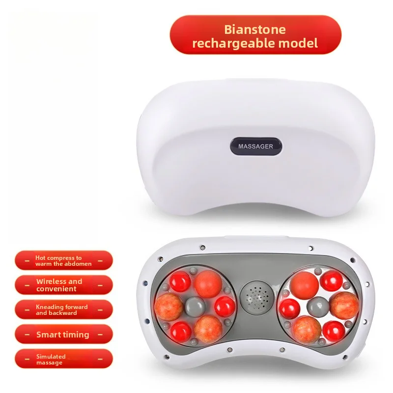 Automatic Natural Bian Stone Belly Massager Constant Temperature Hot Moxa Therapy Abdomen Kneading Massage Device