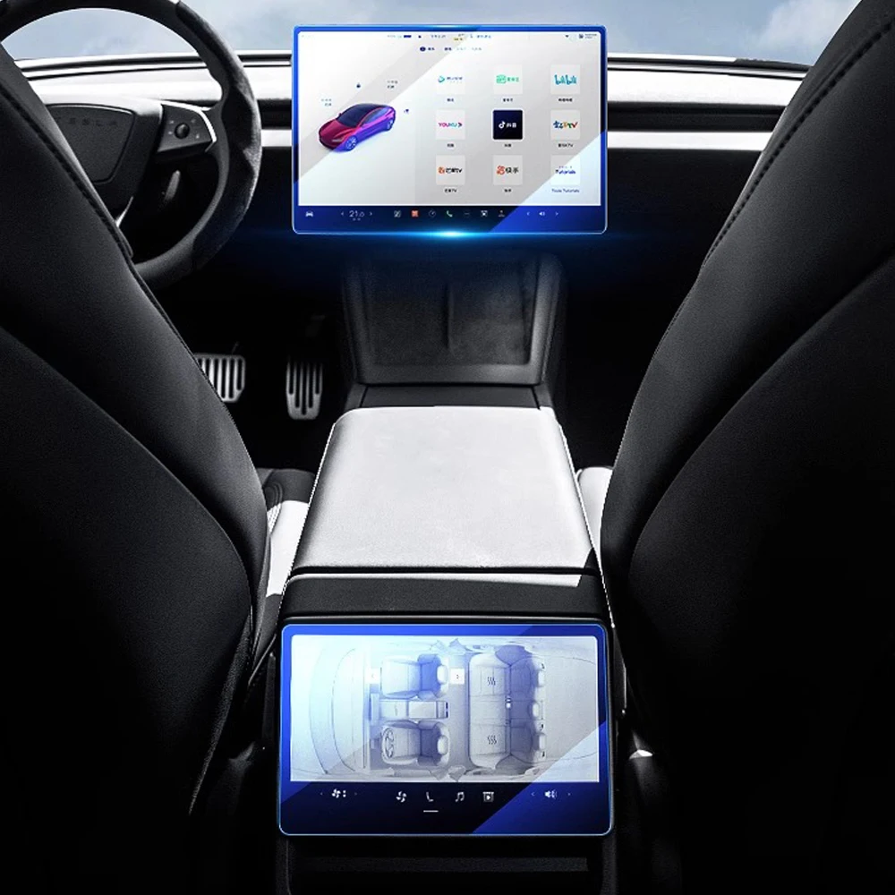 Folia Ochronna ze Szkła Hartowanego TESY do Nowego Tesla Model YL Y Juniper Launch Model 3 Highland, Ochrona Ekranu Przedniego i Tylnego — zdjęcie 2
