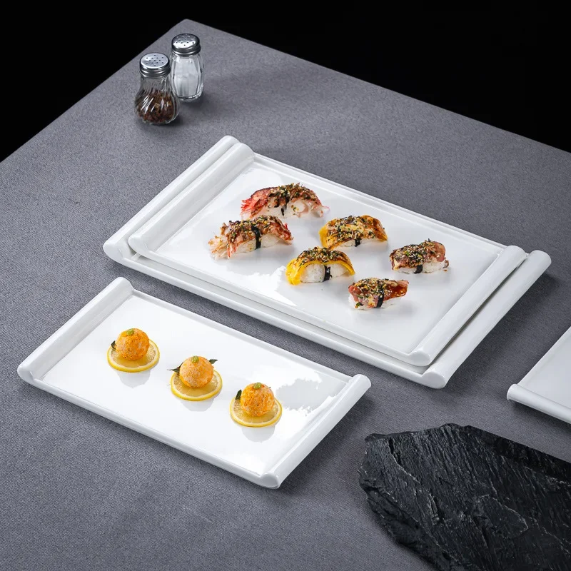 Hotel Sushi Flat Plate Features Chinese Ceramic Artistic Conception Cold Dish Tableware Creative Cake Dim Sum Tray Plates G
