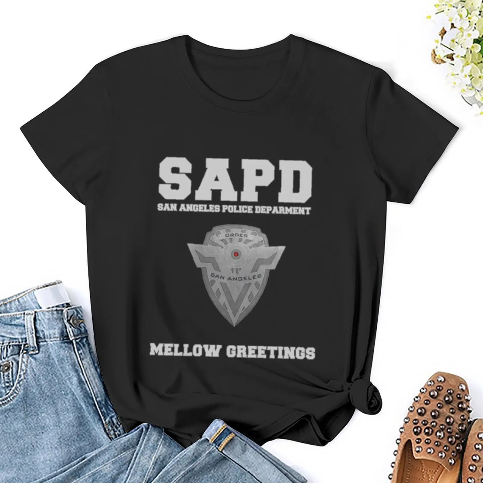 Camiseta de demolición para hombre, blusa de SAN ANGELES SAPD, ropa de anime, camisetas recortadas para mujer