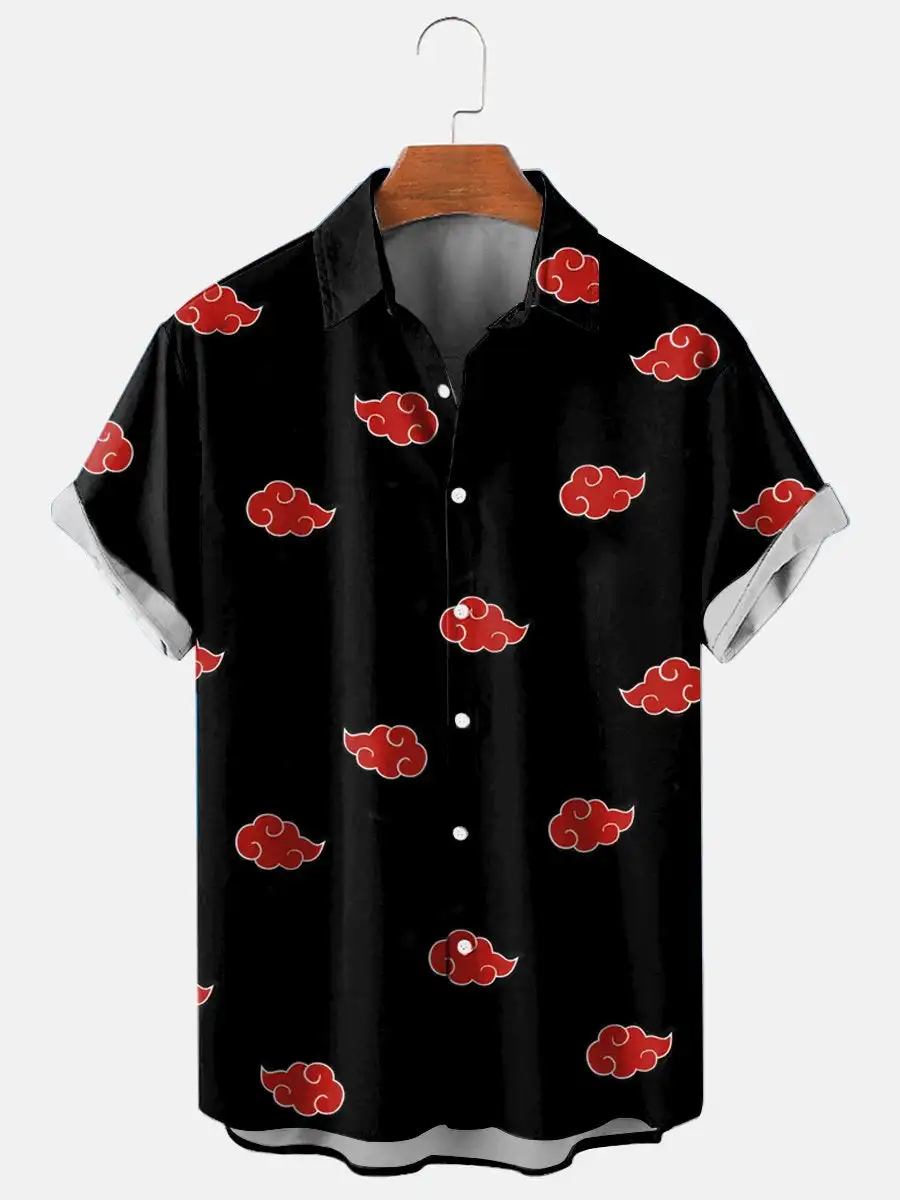 Men's Shirts Cloud and wave patterns 3D Print Tops Summer New Casual Holiday shirt Button Lapel Short Sleeves Unisex Clothing