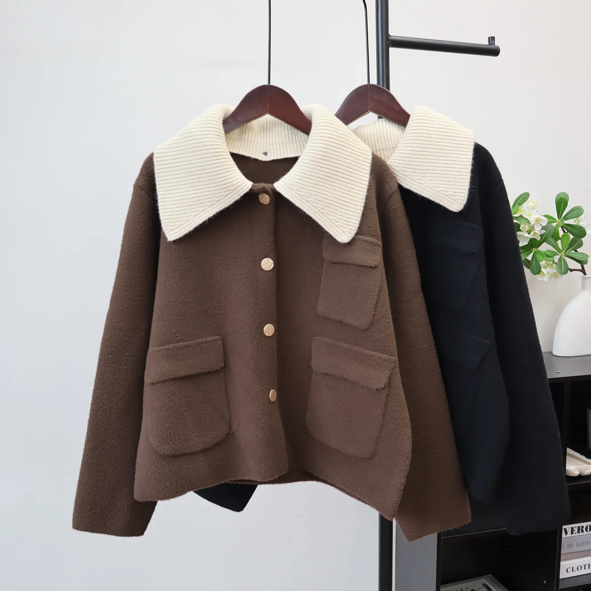 سترة النساء البلوزات معاطف جاكيتات كم كامل رفض طوق عادية فضفاض Y2k الشارع الشهير أنيقة مفتوحة Stith الخريف الشتاء #2