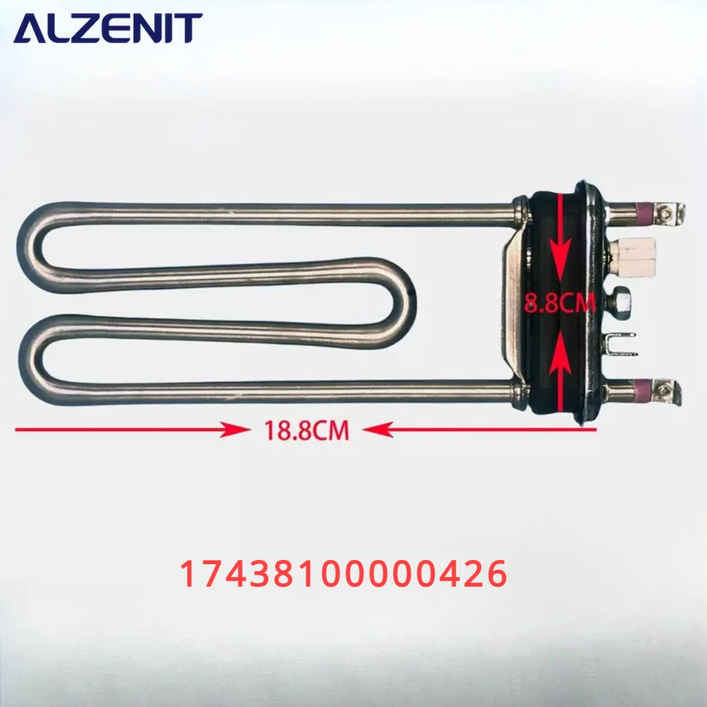 

New Heating tube 17438100000426 For Midea Drum Washing Machine 18.8CM 230V 1800W Heater Wire Washer Repair Parts