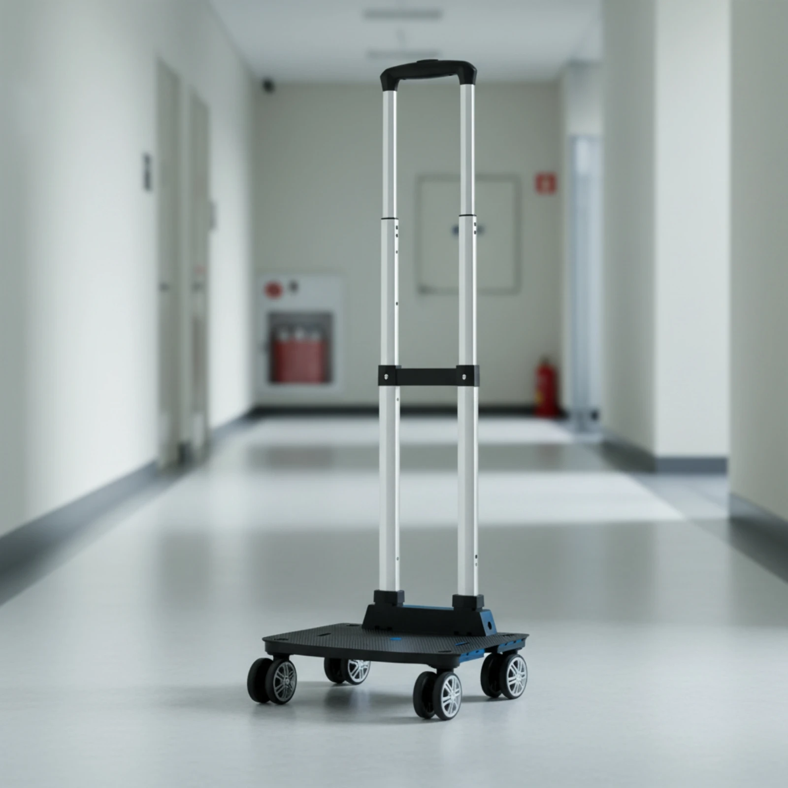 Platform Trolley with Telescopic Handle Compact Flatbed Cart Rolling Trolley Cart Portable Four-Wheel Hand Truck Foldable
