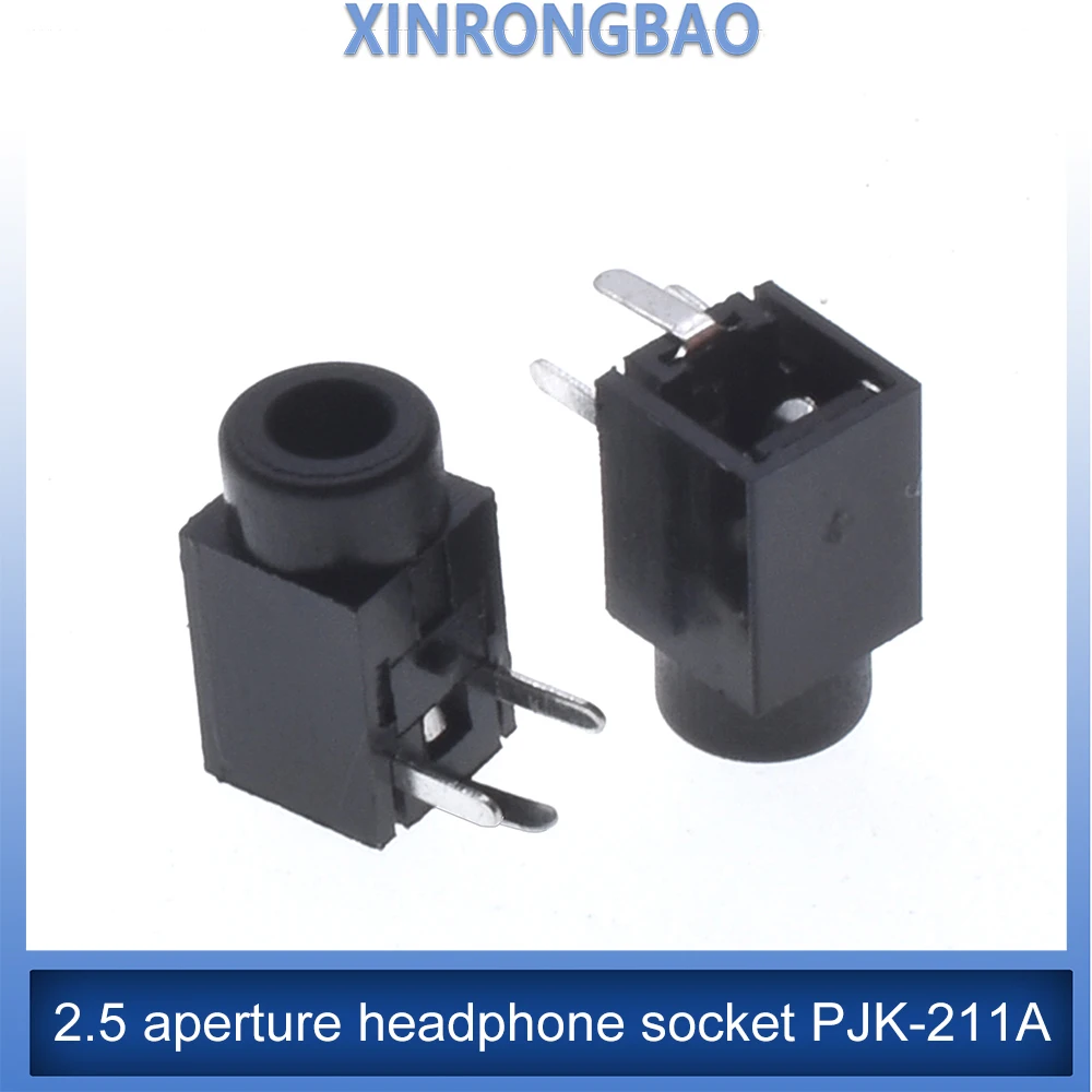 10Pcs 2.5MM headphone socket PJ211A3-pin horizontal plug-in head thickened audio mother socket PJ211 dual channel headphone hole
