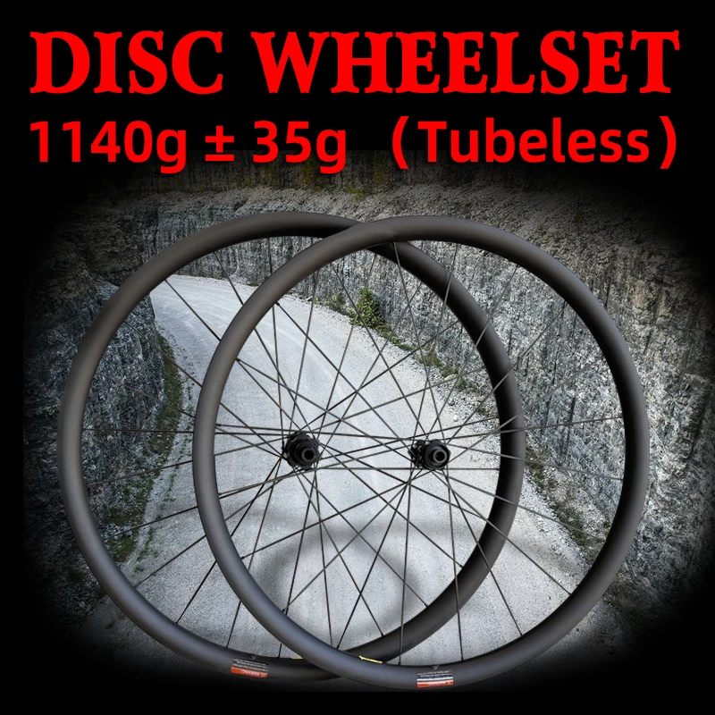 AWST 1140g Ultralight Road Bike Carbon Wheelset Tubeless 25mm Wideth Rims Carbon Spoke Straight Pull Hub Cycling Wheel