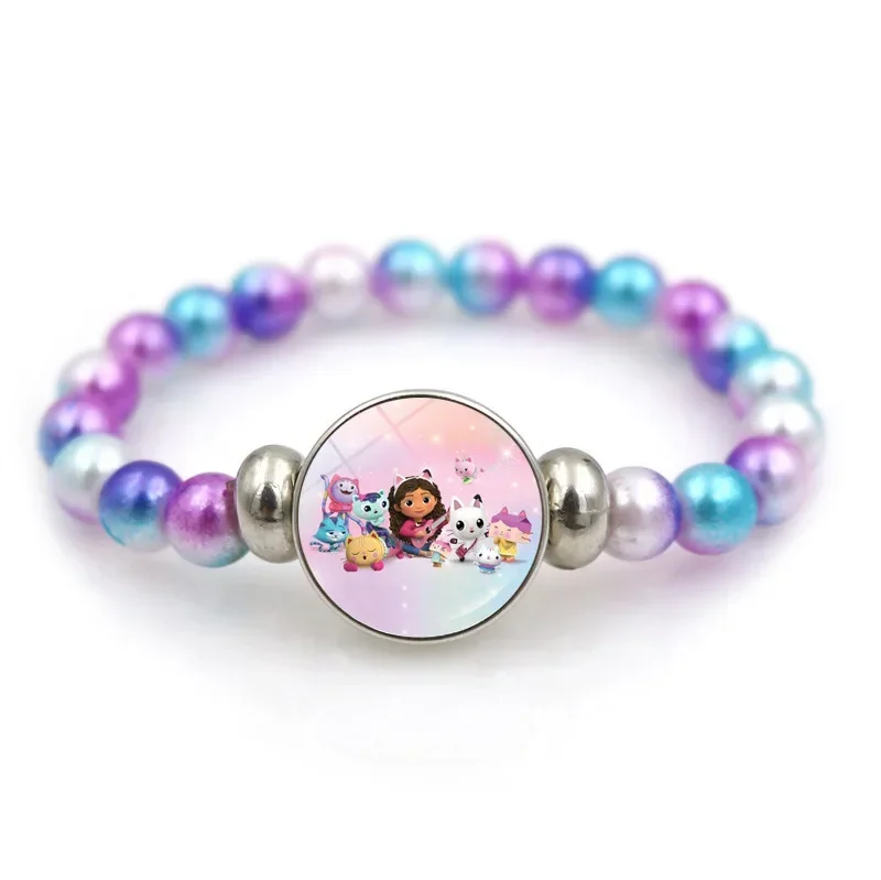 Gabby-pulsera de cuentas de colores para casa de muñecas, joyería dulce de dibujos animados, decoraciones retráctiles de resina, regalo de cumpleaños para niños, caliente