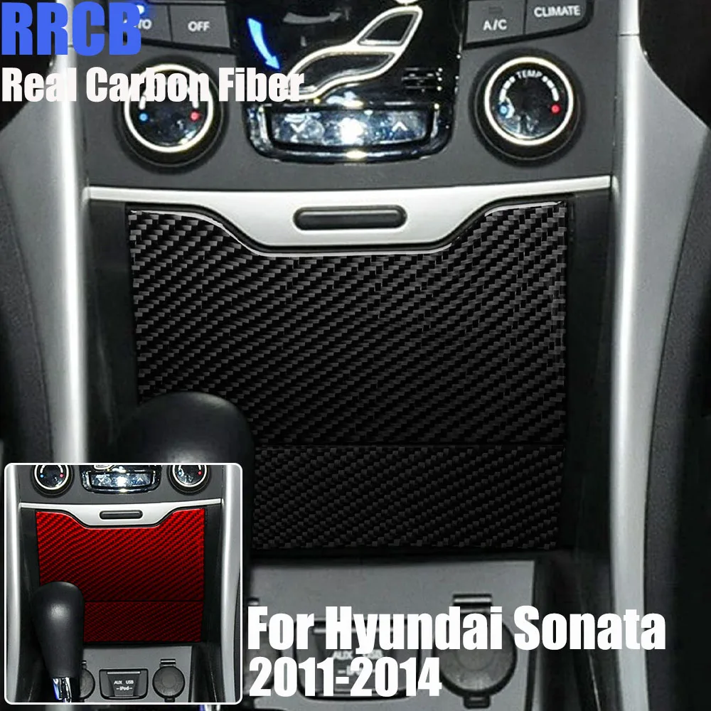

Real Carbon Fiber Car Accessories Center Storage Panel Trim Cover Soft Sticker For Hyundai Sonata 8th Gen YF 2011 2012 2013 2014