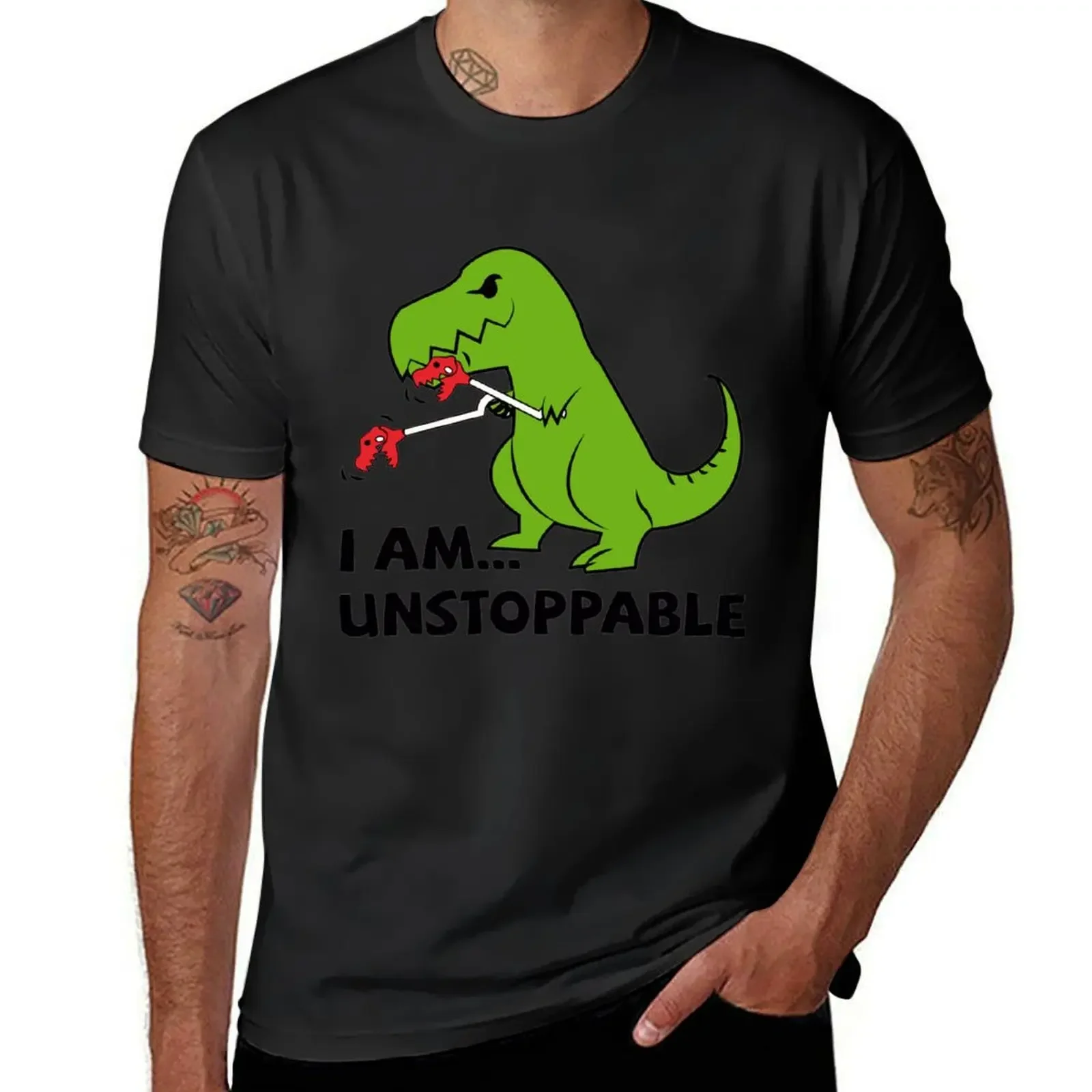 I am unstoppable T-rex T-Shirt quick drying sports fans summer top oversized tshirts for men