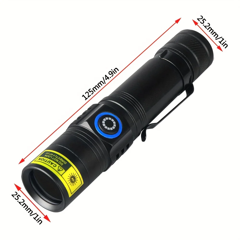 5 W 365 nm UV-Schwarzlicht-Taschenlampe, wiederaufladbar, hochintensiv, 365 nm UV-Taschenlampe, UV-Detektor für Jade, Geld, Haustier-Fleckenwerkzeug – Detail 5