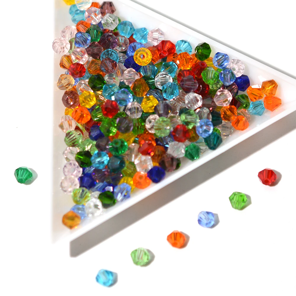 100pcs 4mm Bicone Shape Austrian Crystals Beads Spacer Loose Beads for DIY Jewelry Bracelet Necklace Making Accessories