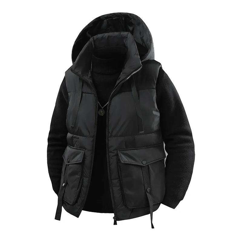 Rompi Luar Ruangan Gaya Korea Multi-saku Musim Gugur dan Musim Dingin Rompi Katun Trendi Pria Pakaian Luar Longgar dan Tebal Jaket Rompi Pria