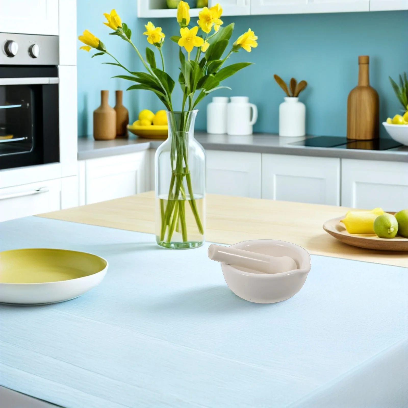 

1Set Porcelain Mortar Pestle Ceramic Grinding Bowl 10Cm Manual Spice Crusher for Kitchen Nut Grain Food Seasoning Lab Pill