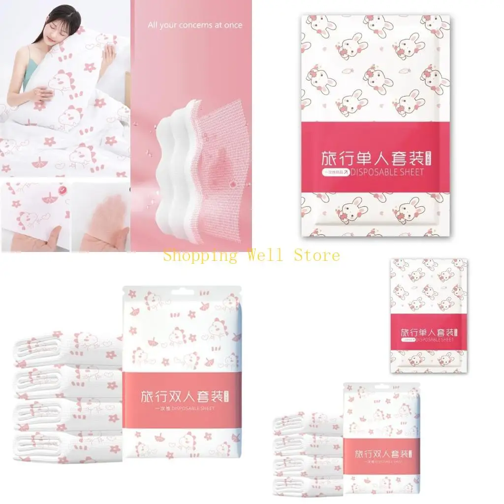 KX4B Disposable Bedding Set with Stylish Print for Hotels and Temporary Stays Convenient and Hygienic 3/4Pieces Set