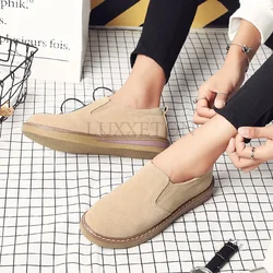 Genuine Leather Women's Sneakers Slip on Flat Shoes for Women Female British Style Casual Loafers Vulcanized Shoes Zapatos Mujer