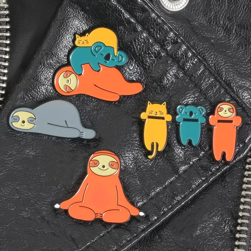 Enamel Pin Sets Cartoon TV Show Koala Sloth Cat Ocean Heart Brooches Badges Lapel Pins image 3