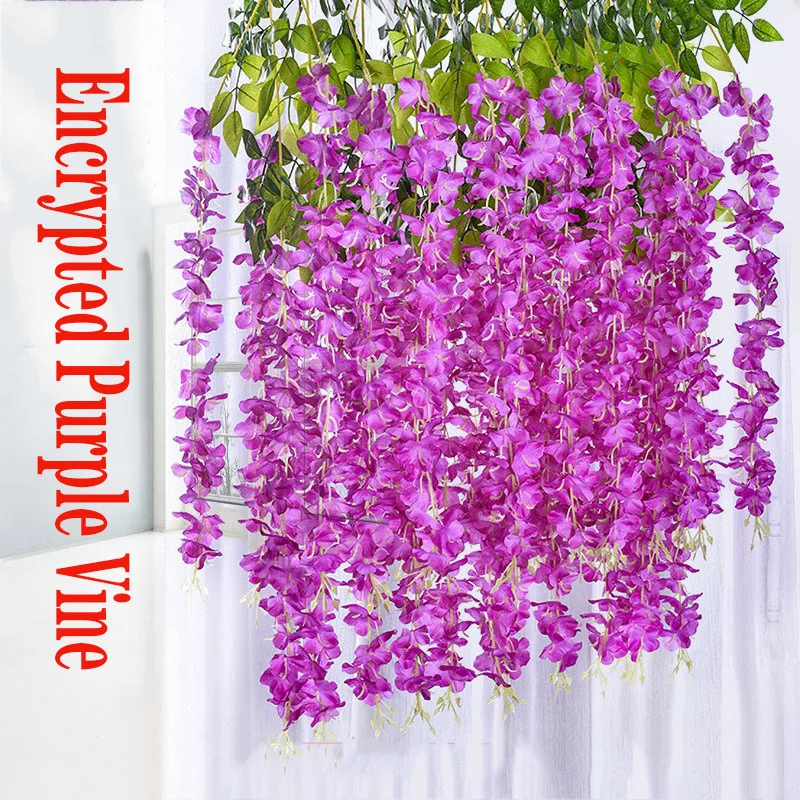 Hot 110 centimeters1pcs Wisteria Artificial Flower Vine Wreath Wedding Arch Decoration Fake Plant Leaf Rattan Trailing Fake Flow