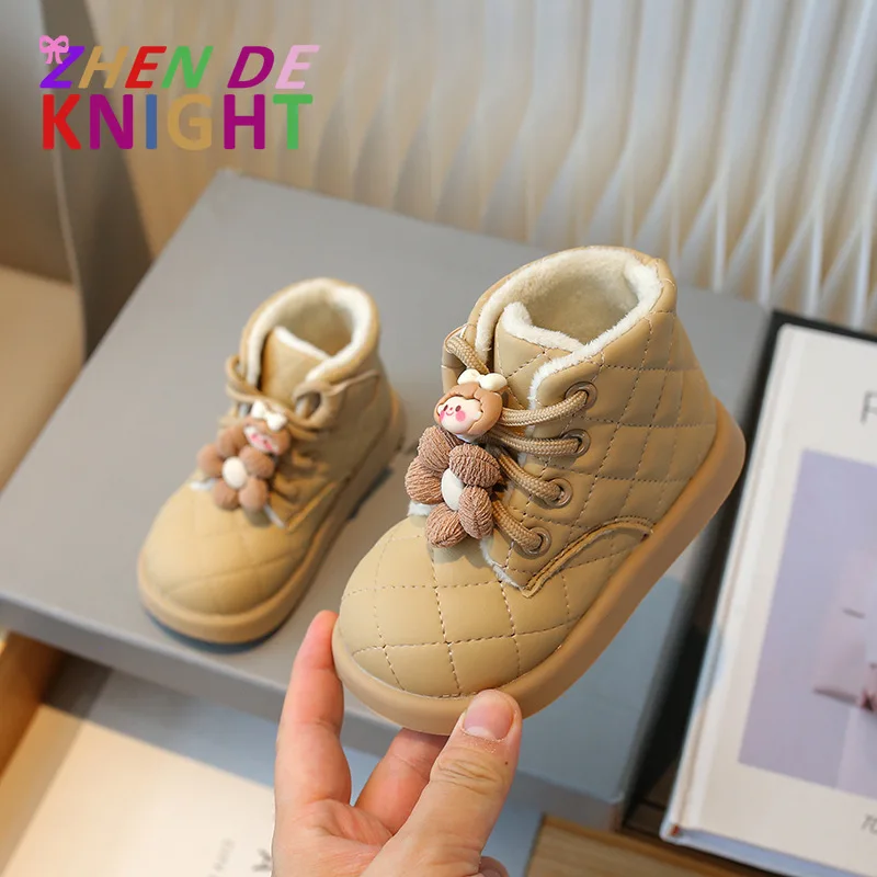 

Baby Girls Cute Leather Boots 2025 A/W Soft-Sole Non-Slip Toddler Walker Short Boots Warm Autumn Winter Princess Shoes
