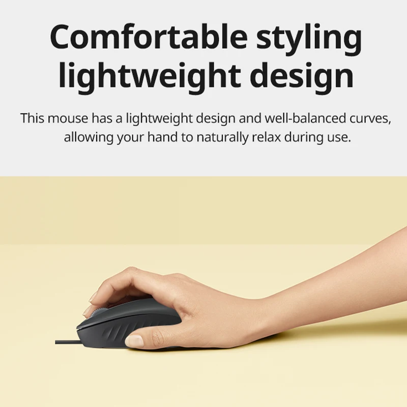 Logitech M86 Wired Mouse, Symmetrical Design, Lightweight, Suitable for Business and Home Use, Plug and Play, Long Battery Life