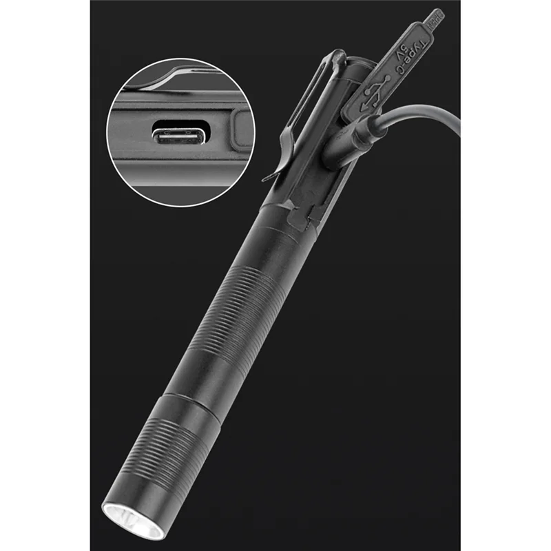 

ABRU-USB Rechargeable Flashlight Portable High Lumen Pen Clip Torch Inspection Lights Zoomable Pen Light Zoomable Pen