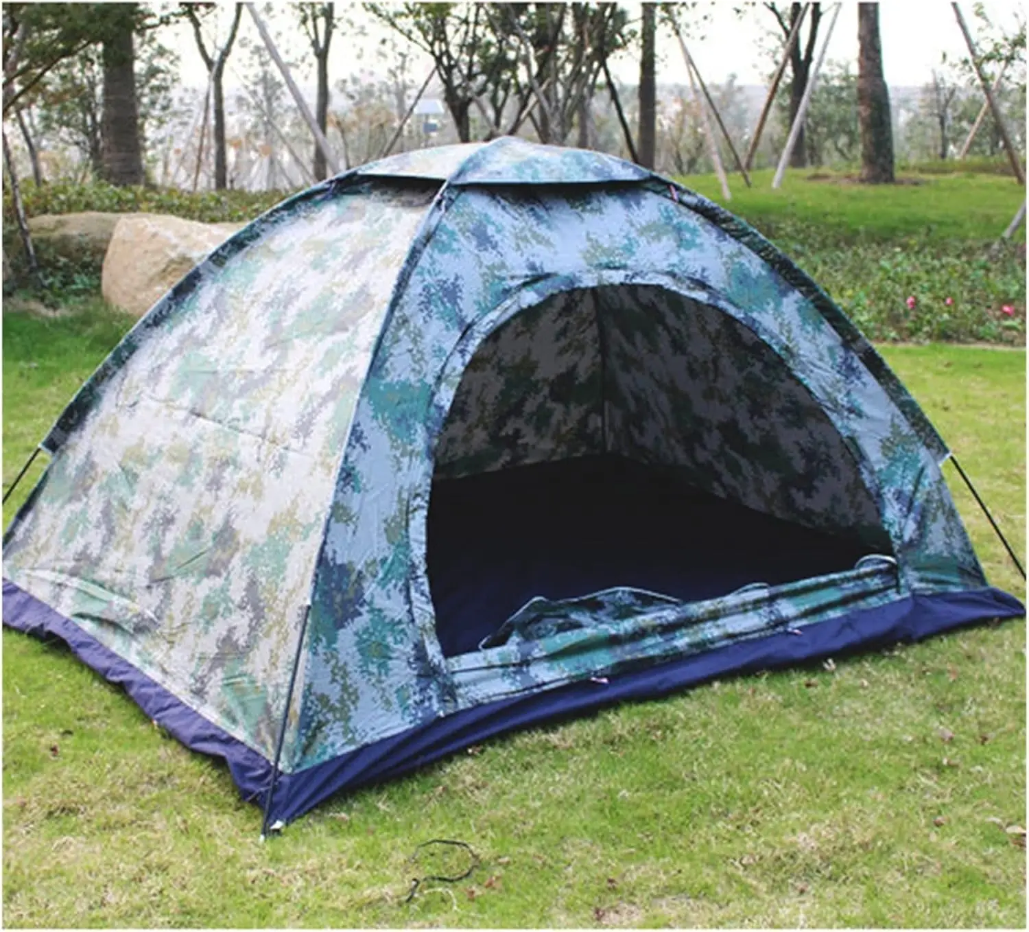 Outdoor Tent Rain Proof Canopy Tarp Camouflage Tent Outdoor Camping Tents Ventilation Window Mesh for Hiking Travel