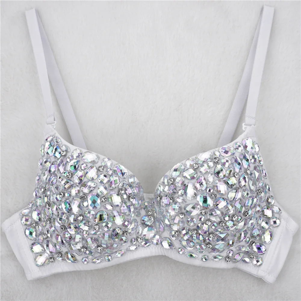 

Nightclub Sexy American Gem Crystals Heavy Industry Vest Women's Navel-Exposed Short Fishbone Chest-Showing Spaghetti Strap Bra