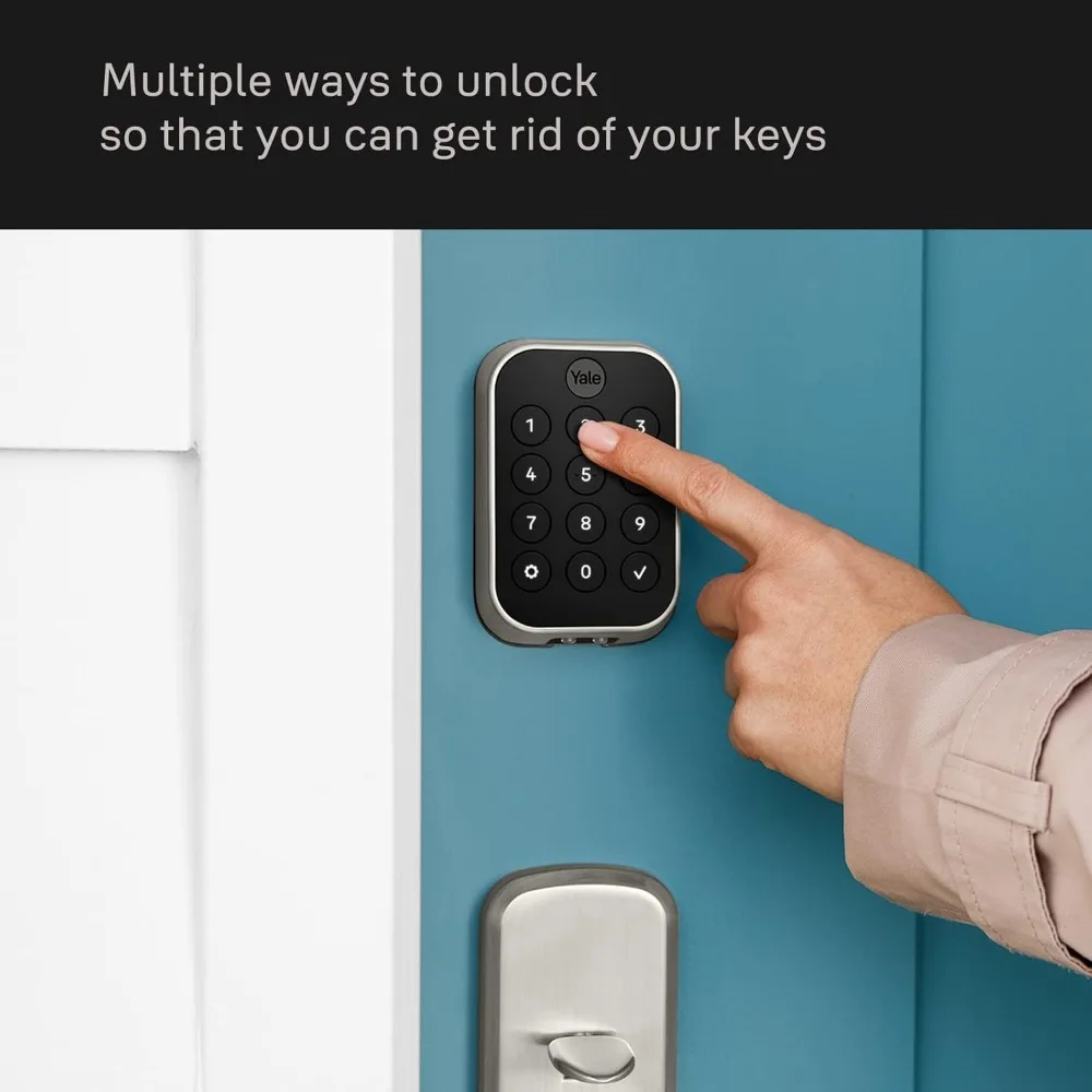 Yale Assure Lock 2 Deadbolt, fechadura de porta de entrada sem chave de níquel acetinado com teclado digital touchscreen e conectividade Bluetooth (não