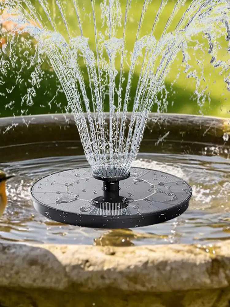 Garden Solar Fountain with Multiple Nozzles Solar-Powered Bird Bath Fountain Pump Stand-Alone Floating Solar Water Pump 13/16/18