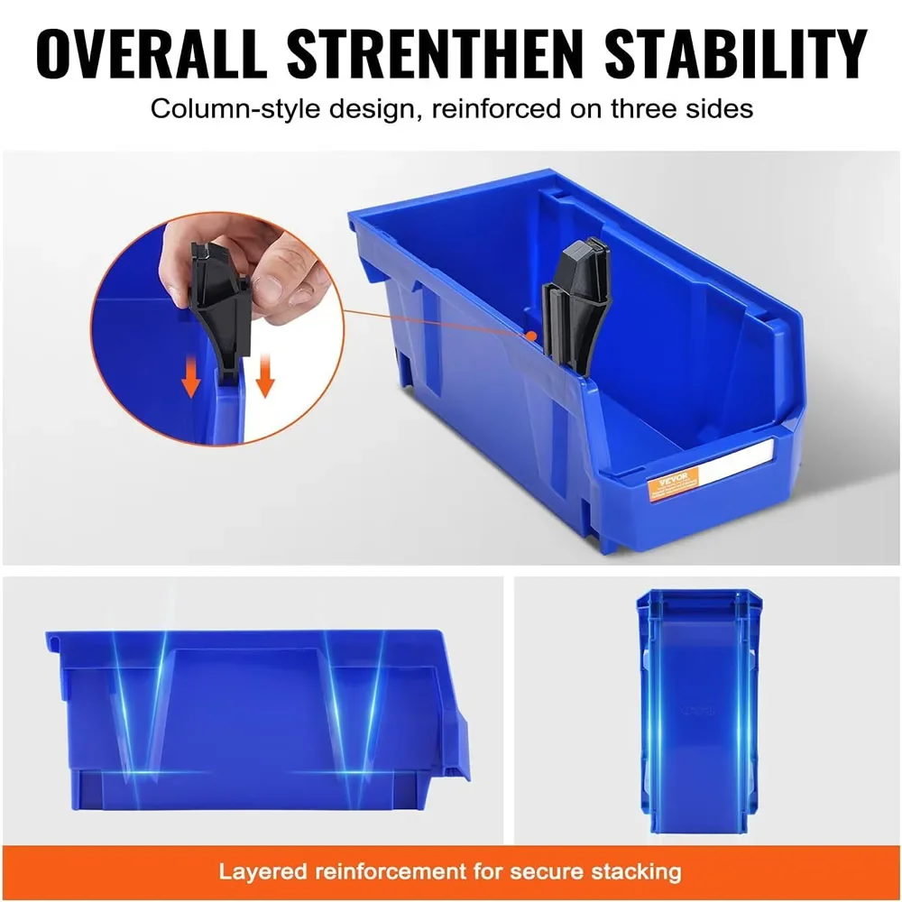 Plastic Stackable Tool Garage Storage Box,Workshop Storage Bins,Stacking Container for Garage,Small Parts Screw Organization