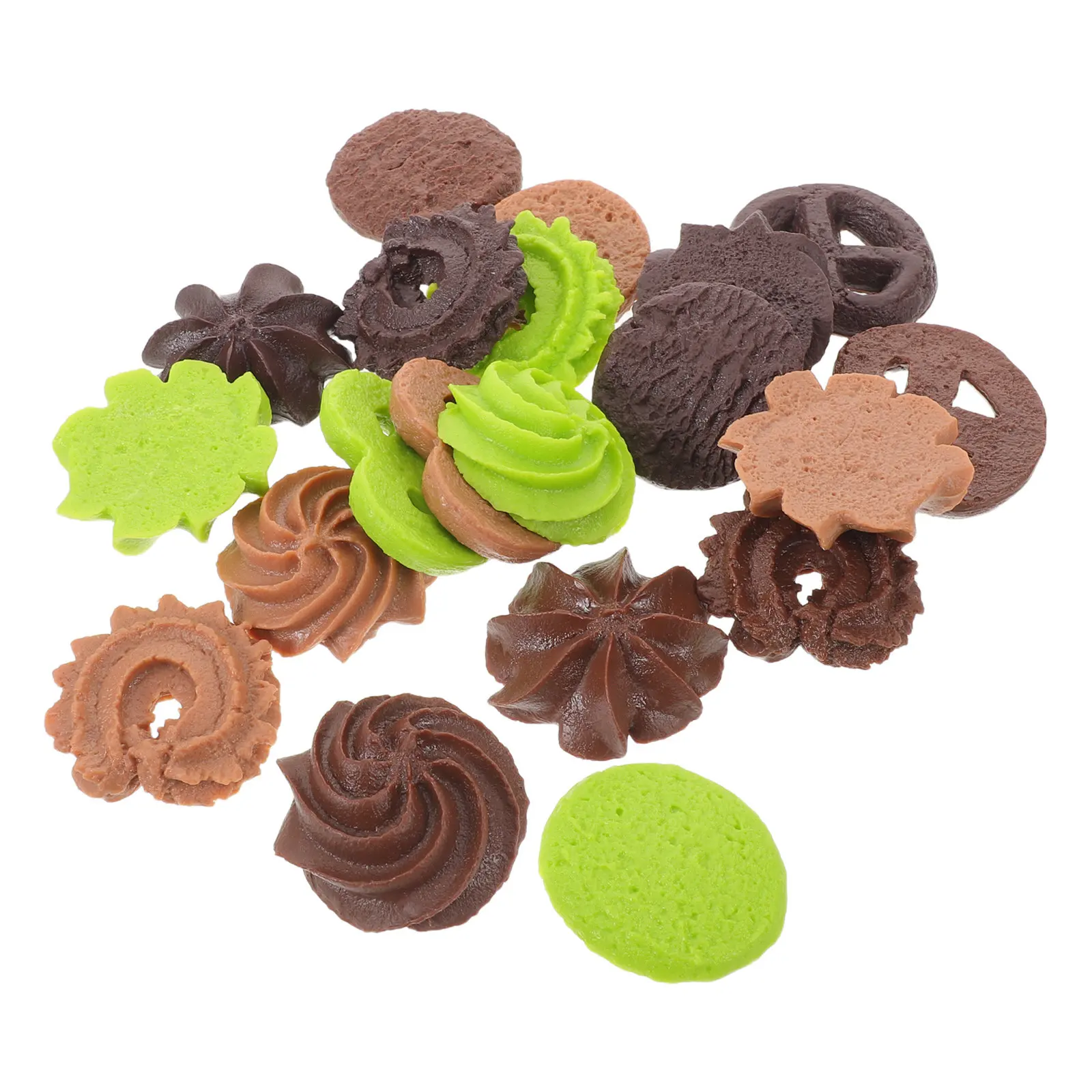 20Pcs Mini Fake Cookies Realistic Food Props Plastic Biscuit Simulation for Bakery Display Cake Decoration Photo Shoot Pretend