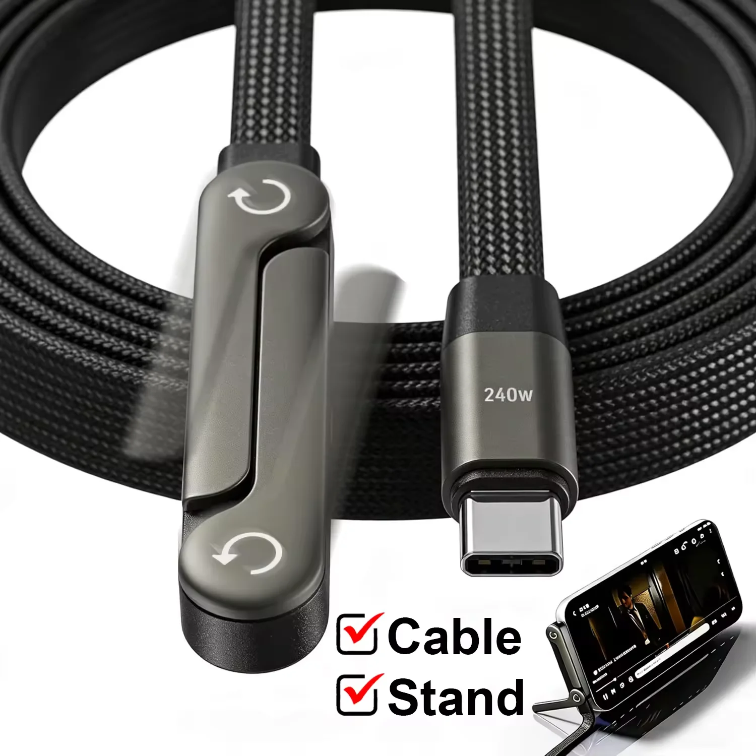 240W Winkel-Typ-C-zu-Typ-C-Kabel, schnelles Lade- und Datenkabel …