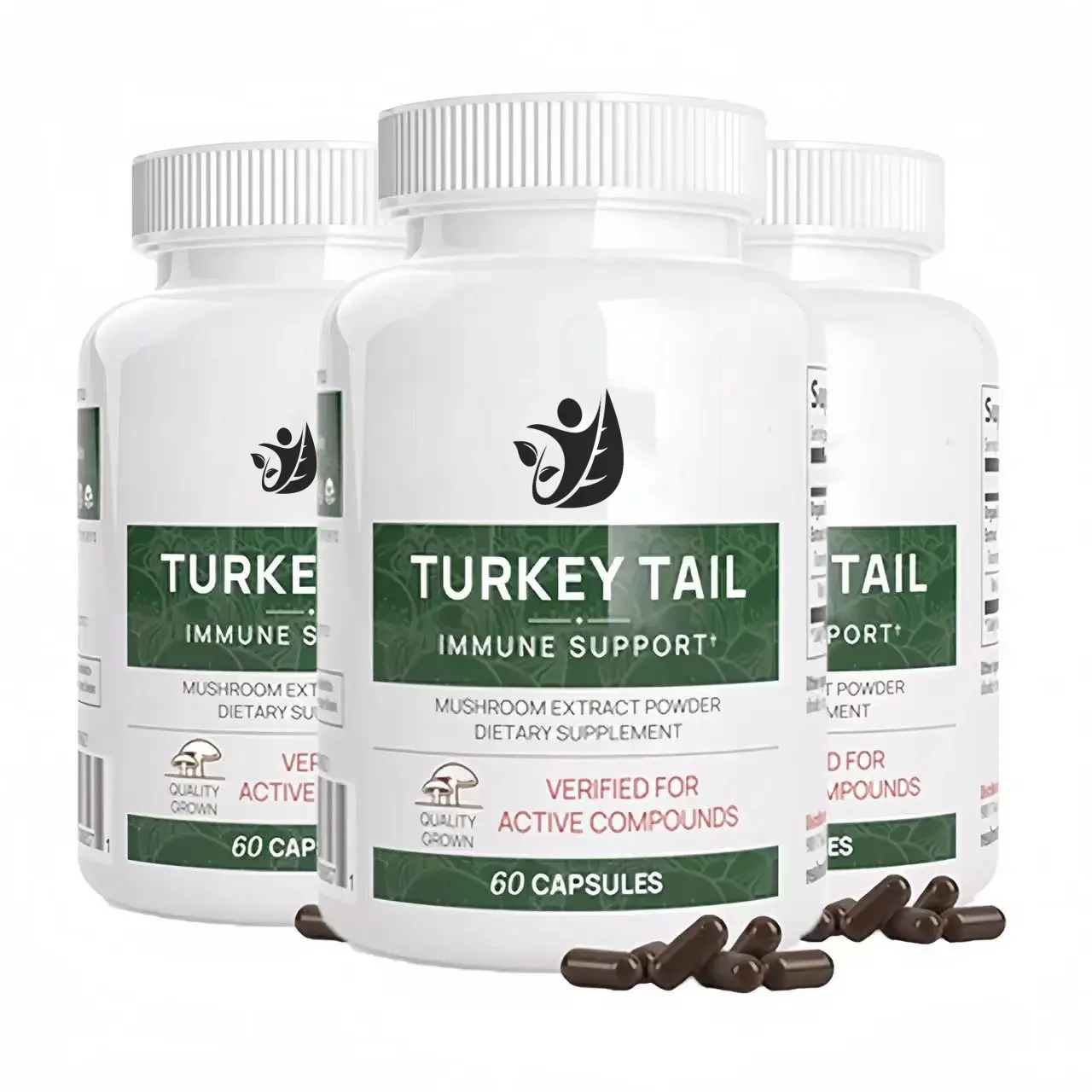 Turkey Tail Mushroom Extract Capsules For Intestine, Energy, Brain, And Immune Support, Non Gmo, 60 Capsules