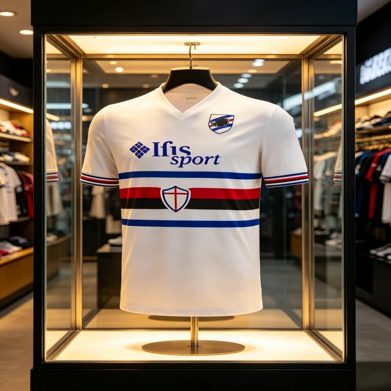 Camisa de Futebol Estilo Italiano UC Sampdoria 2026 Nova e Mais Vendida, Camiseta Esportiva Casual Infantil Unissex Y2K - Conjunto Pai-Filho