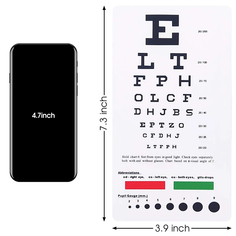 1Pc PVC Standardized Eye Chart Wall Visual Testing Chart Exam for Hospital Home 18.5x9.8cm Convenient Kids Vision Schedule