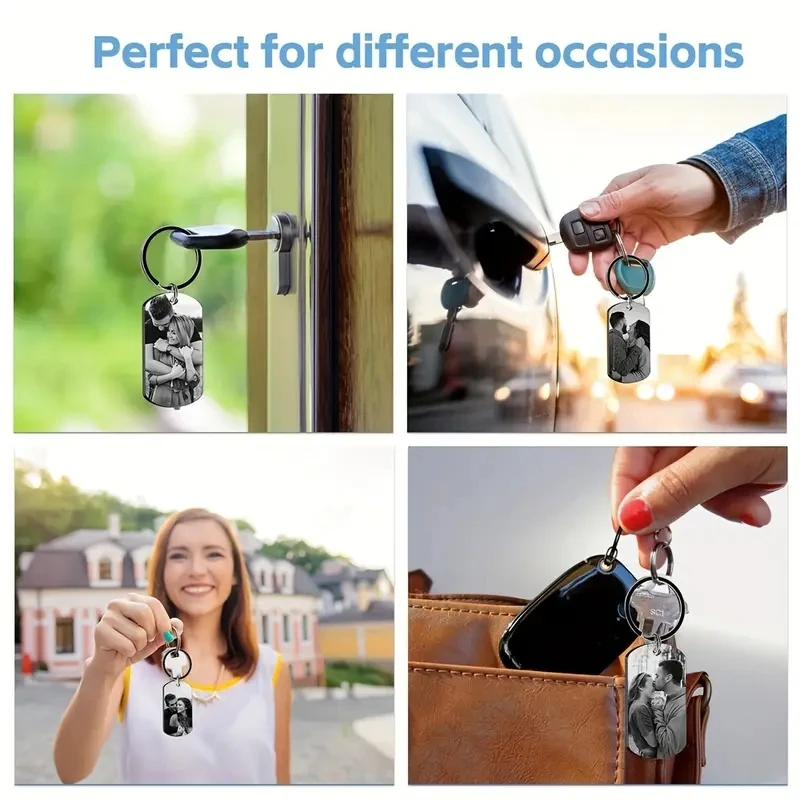 Aangepaste foto familie verweerschip liefde sleutelhanger metalen lasergravure foto roestvrij staal een paar personalisatie sleutelhanger sieraden