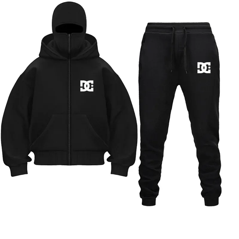 Осень-зима 2026, мужская толстовка с капюшоном на молнии, комплект - Balakrava, уличная мода, ветрозащитный комплект из двух предметов с буквенным дизайном ниндзя